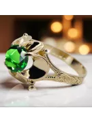 Anneau Émeraude Or jaune 14 carats Artisanat vintage vrc377y